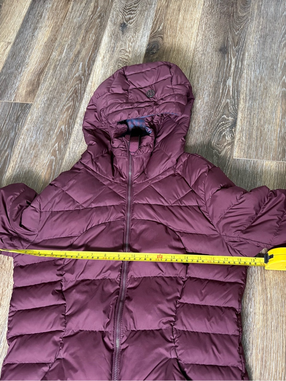 LululemonFluffin Sweat Life Goose Down Plum Purple Hooded Jacket Coat Size 8 - Picture 11 of 16